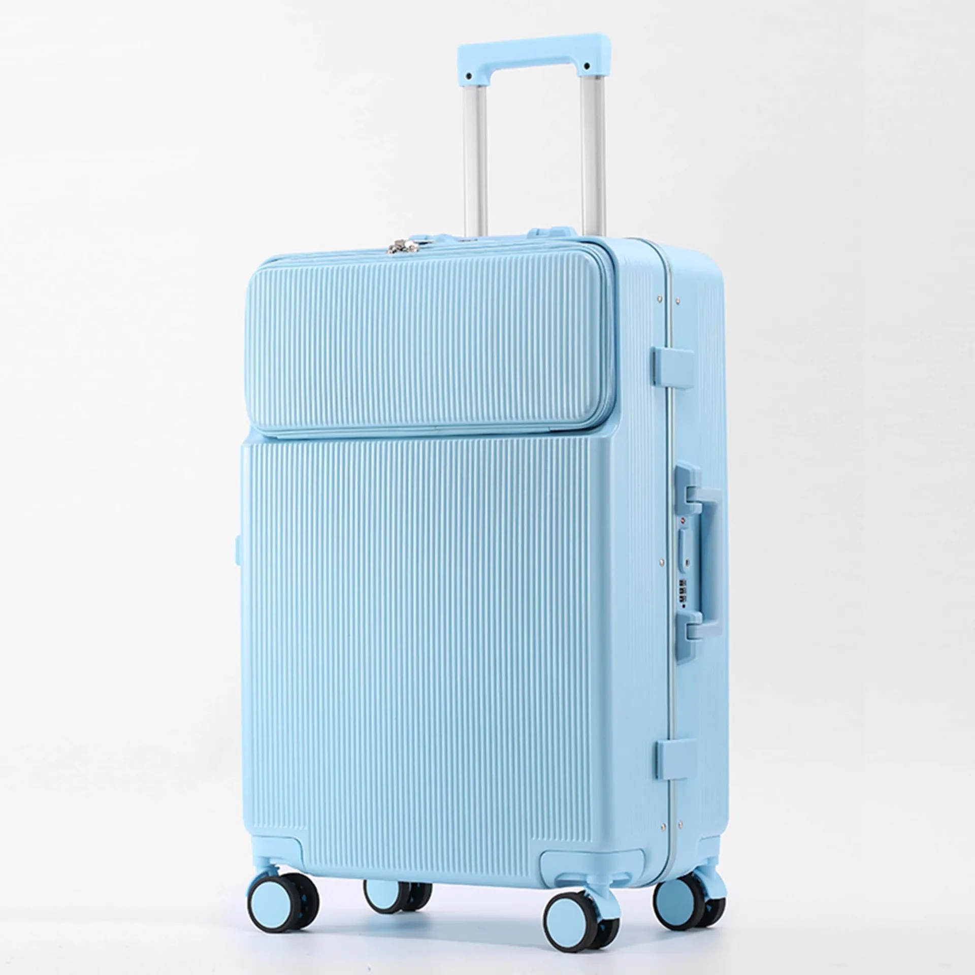 Front open cover double open hot luggage custom German Bayer PC aluminum alloy trolley case can board the suitcase
