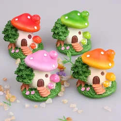 DIY Micro Landscape Colorful Mushroom House Ornament Resin Garden Miniature Statue For Patio Yard Decorations