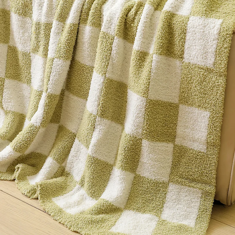 Customized Checkerboard Sofa Blanket Aviation Aircraft Knitted Blanket