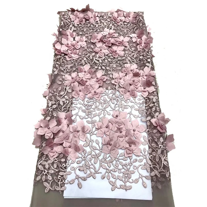 three-dimensional 3D flowers embroidery tulle  lace fabric