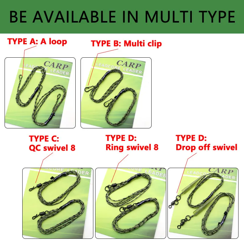 60cm Leadcore Leader Carp Fishing Lines 45lb Ready Tied Rigs for Accessories