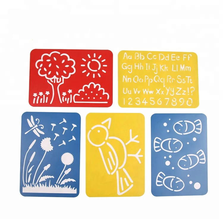 wholesale 5pcs A4 kids drawing birds fish animal DIY painting stencil sets
