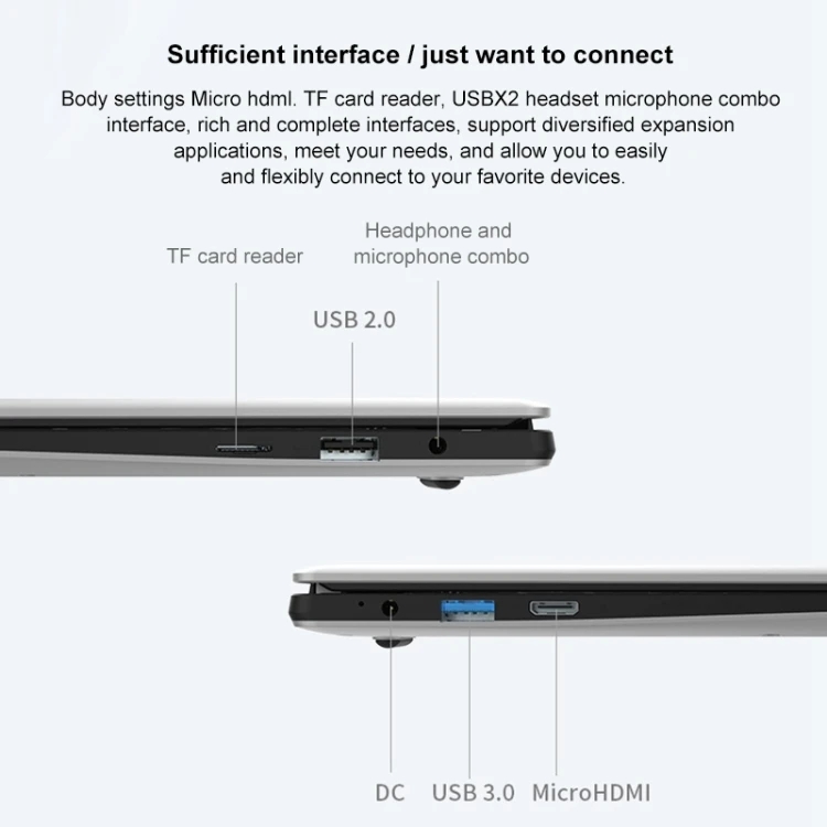 Factory EZbook S5 GO Laptop 11.6 inch 4GB+64GB Win 11 Intel Celeron N3350 1.6-2.4GHz, Support TF Card