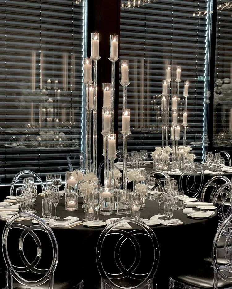 Wedding Centerpiece Clear Crystal Cluster Round Candelabra Glass Tube Candle Holder 10 Arms