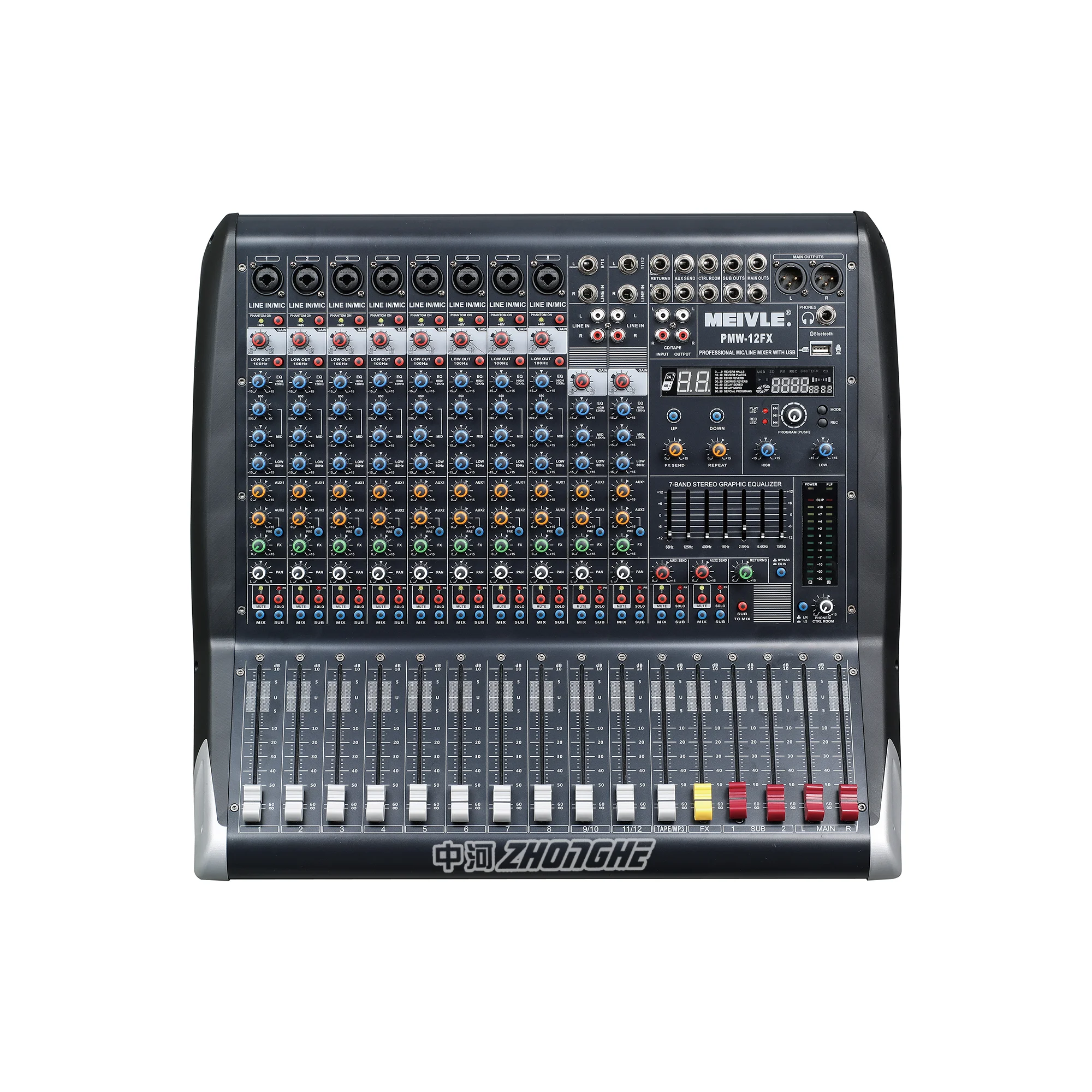 PMW-12FX digital audio mixer professional 8 channel audio mixer with amplifier