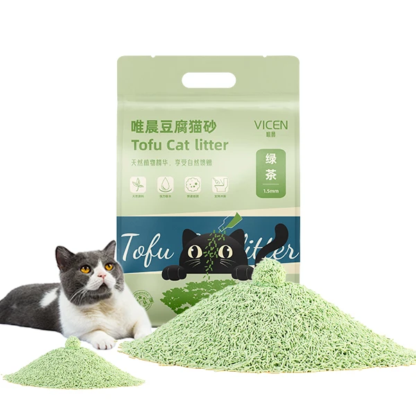 Manufacturer OEM Premium 6L Tofu Cat Litter Green Tea Can Degradable and Flash to Toilet Nature Cat Litter Sand