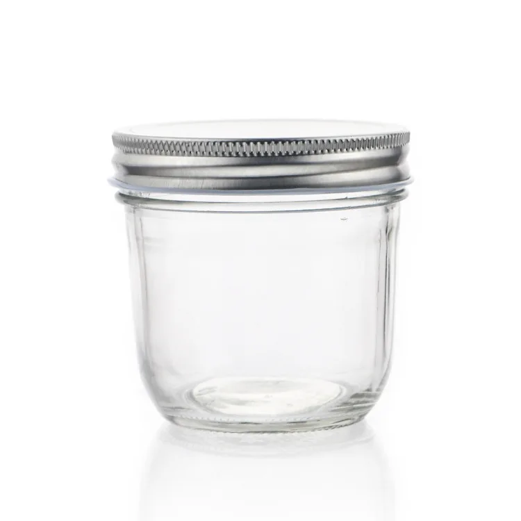 Factory custom clear glass storage jar Caviar glass Sloppy Joe Mason jar with aluminum lid glass jar