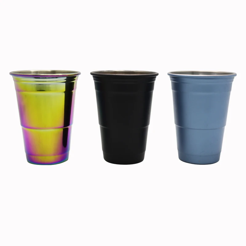 High Quality Antique Three-Step Cup  Mugs Eco-Friendly 500ml Steel Stainless Metal with Rubber Outsole for Tea Coffee