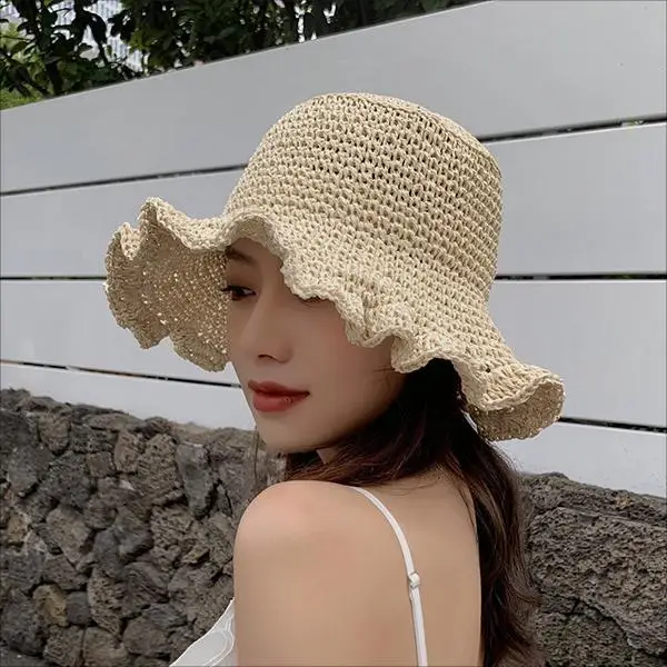 Visor Large Brim Straw Hat Female Summer Sun Protection Sunshade Hat Travel Holiday Beach Women Big Size Floppy Hat