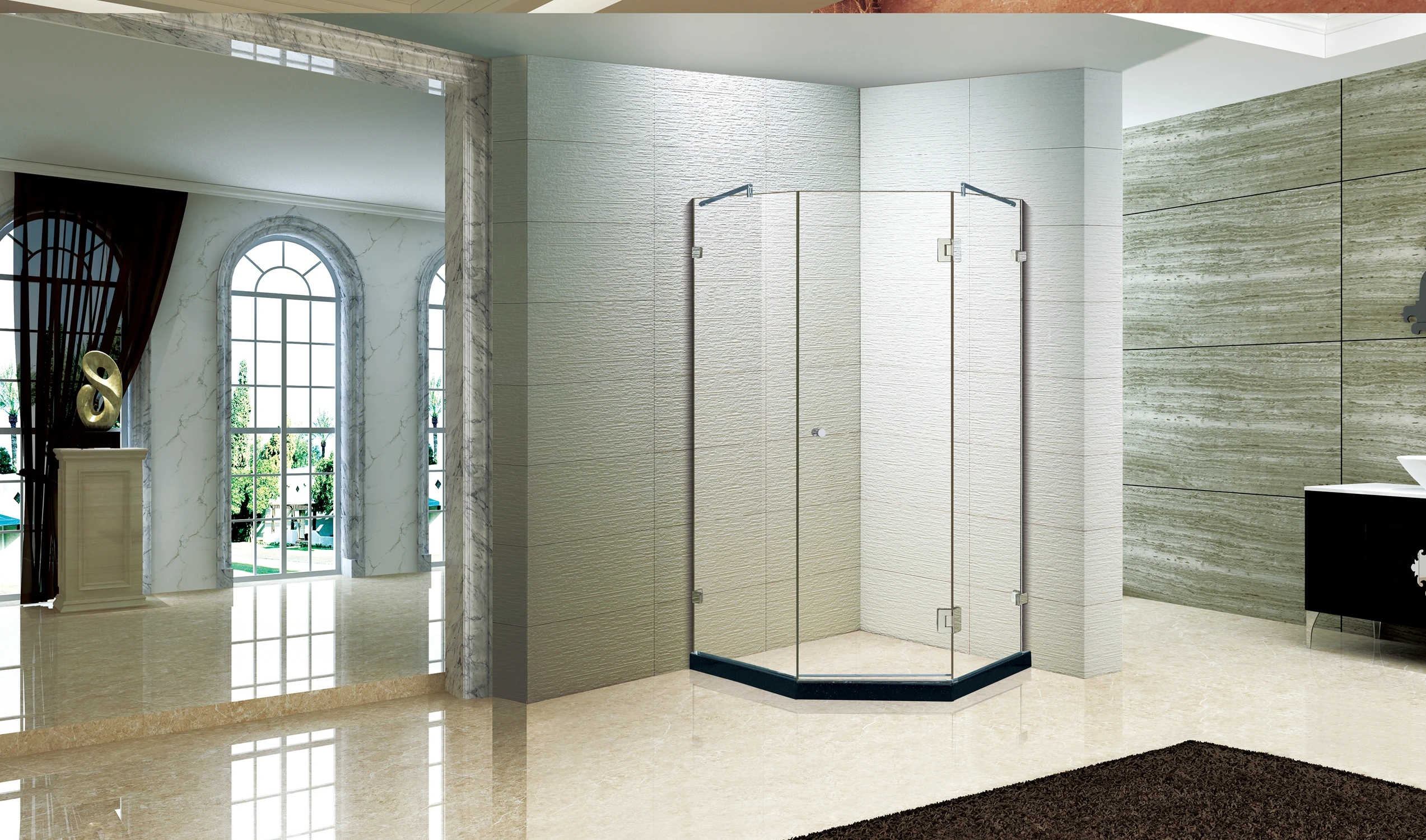 New Arrival Tempered Glass Shower Cabin Bathroom Frameless Modern Luxury Corner Shower Enclosure