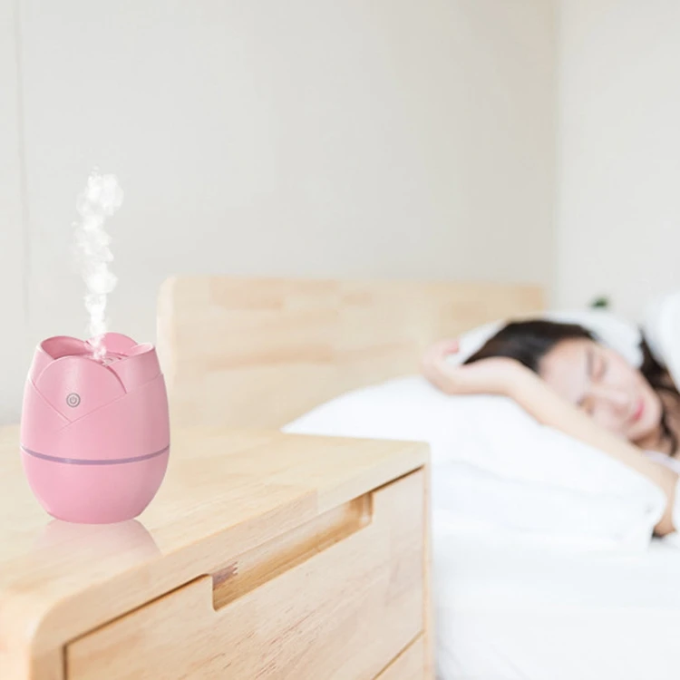 Essential Oil Rose Diffuser Flower Shape Aroma Ceramic Gold 300Ml Ultrasonic Humidifier Rosegold Porcelain Diffuser, Lotus