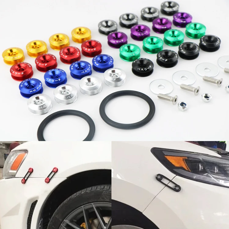 Universal JDM Aluminum Quick Release Fasteners Kit Front Bumper Rear Bumper Hatch Cover Surround Fixing Buckle