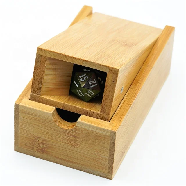 Udixi Bamboo Dice Tower Dungeons and Dragons RPG Bamboo custom logo Dice Tower