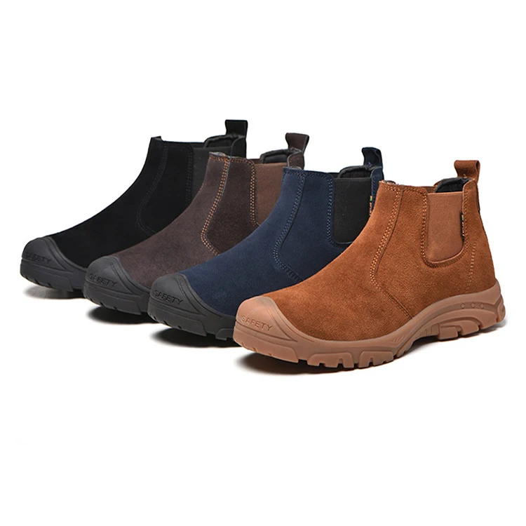 High Quality New Fashionable Genuine Leather Brown Safety Shoes Working Boots Steel Toe