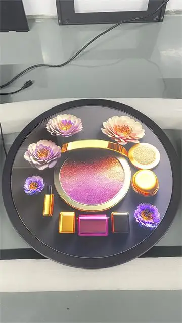 Can be customized 23.6 inch circular digital sign advertising machine metal material for beauty salon cosmetics touch display