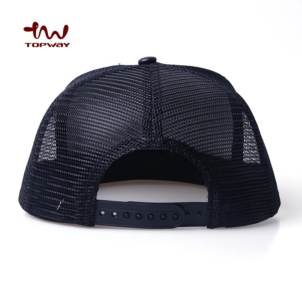 Wholesale Cheap 5 Panel Cap Custom Black Blank Pu Leather Classic Look Trucker Mesh Caps Hats
