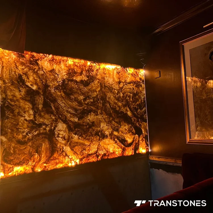 High Quality Polished Artificial Onyx Sheet Translucent Alabaster Shower Wall Panel Backlit Stone