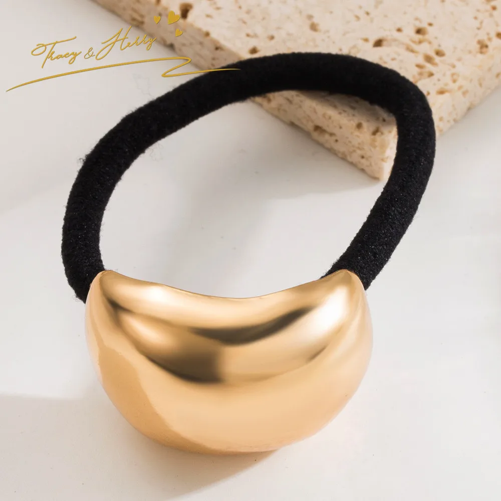 Tracy & Herry Wholesale Geometric Square Women Kids Personalized Glossy Metal Hair Accessories Elastic Hair Ties