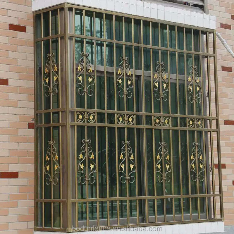 Simple iron grill marble window and door frame design