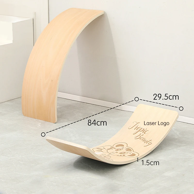 Kids Wood Balancing Standing Yoga Stability Rehabilitation Trainer Fitness Wooden Wobble Balance Board