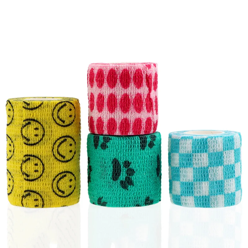 Free sample Pet wrap printed flexible fabric elastic vet wrap hoof cohesive tape veterinary horse leg bandage