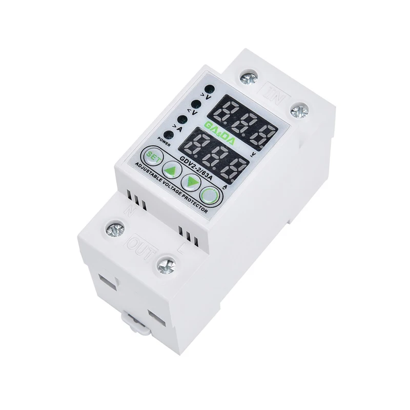 GDV2-2-63A 230V Din rail adjustable automatic recovery reconnect over under voltage protective protector voltage