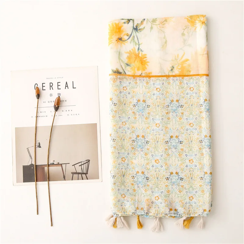 Summer Floral Print New Design Women Head Scarf Hijab Ultra Soft Sunshade Other Scarves