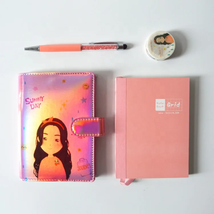  Школьные и офисные принадлежности 2021 kawaii kids pink cute note book Custom с ручкой логотипом блокнотом подарочный