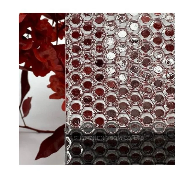 5mm Translucent architecture float honeycomb texture patterned glass for decorative glass paneling