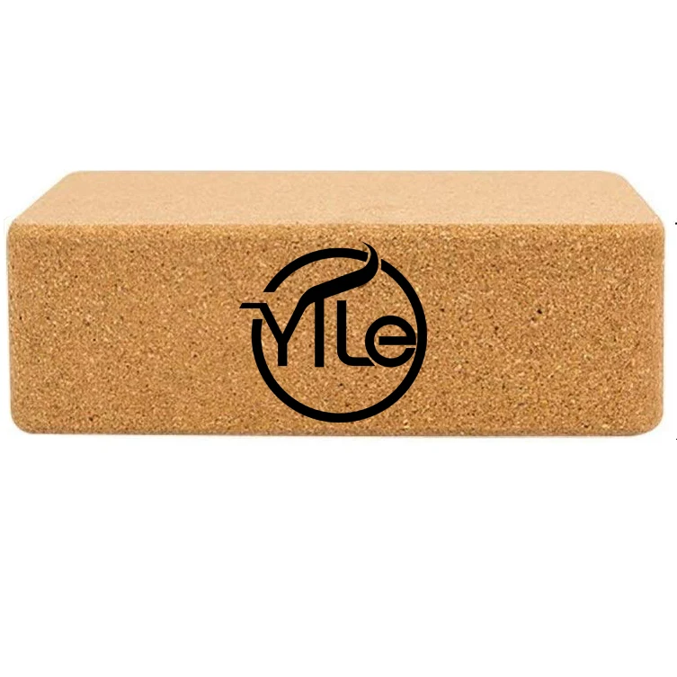 Custom laser logo high density wooden yoga brick cork block wholesale