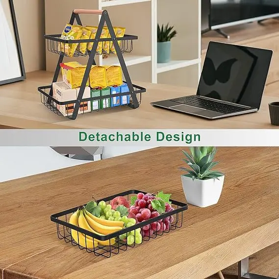3 Tier Fruit Basket Detachable Metal Wire Fruit Bowl Basket for Kitchen Organizer Storage Fruits Vegetable Bread Snacks