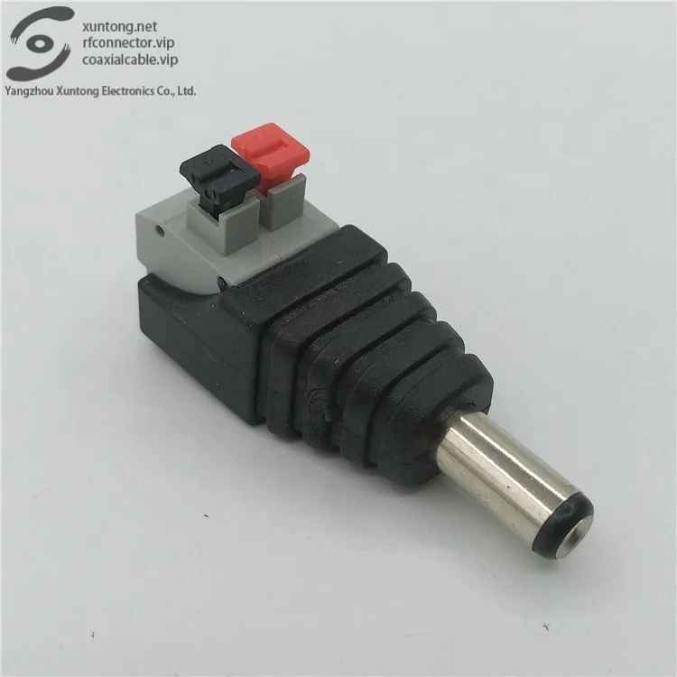 DC Power Male Right angle Plug CCTV camera Video LED Balun Terminals Adapter with 5.5 x 2.1mm Connector