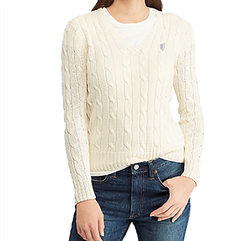 Long Sleeve Cable Knit acrylic Sweater fashion solid color sweater