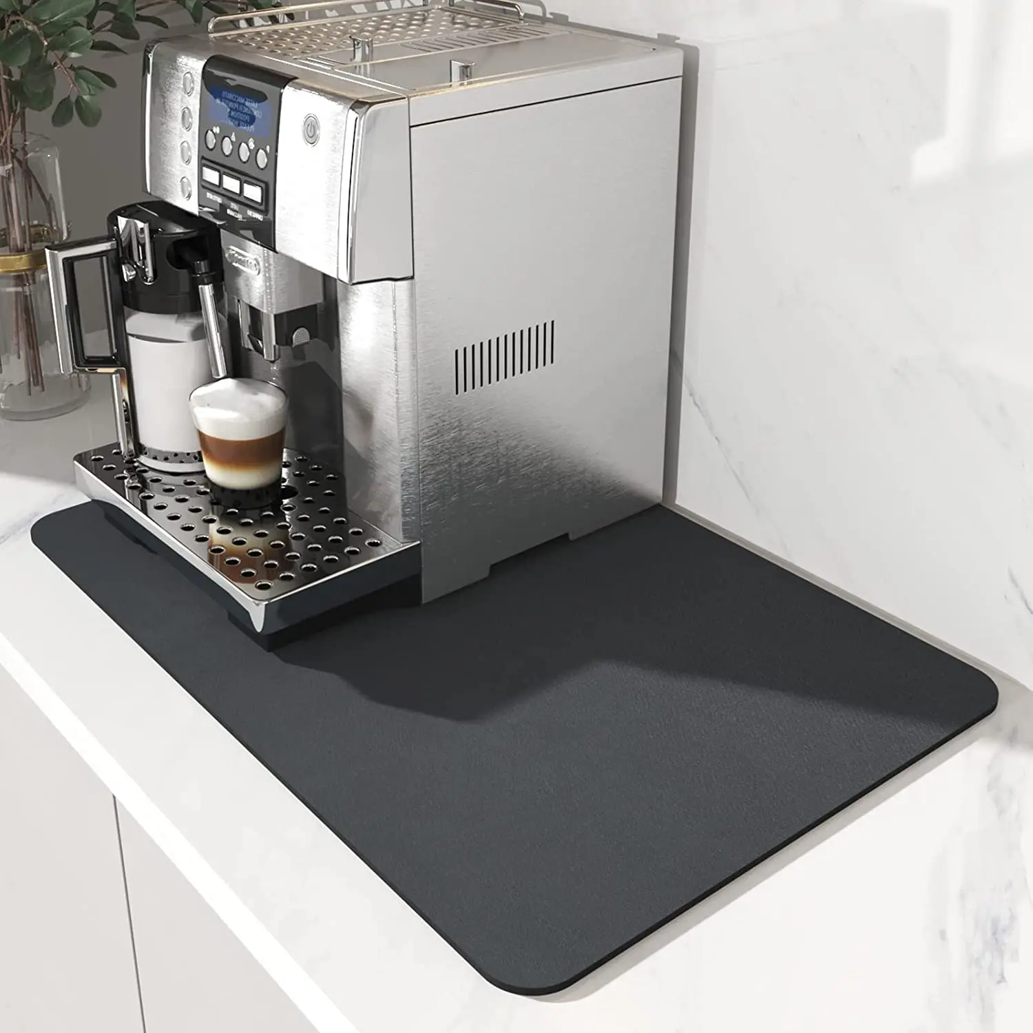 Coffee Mat Hide Stain Rubber Backed Absorbent Dish Drying Mat  Coffee Machine Mat