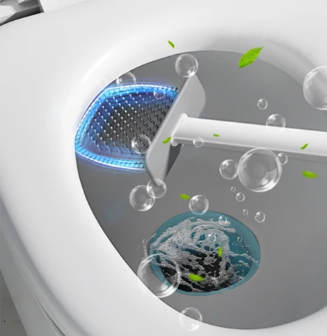 Cozihome TPR Toilet set Brush Head Soft Rubber Wall Hanging Long Handle Toilet Cleaning Brush