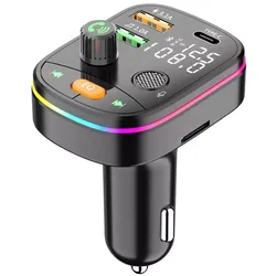 Colorful Light dual screen Type C Dual USB PD Car Charger handsfree bluetooth car kit Transmitter FM transmitter Car Mp3 Player