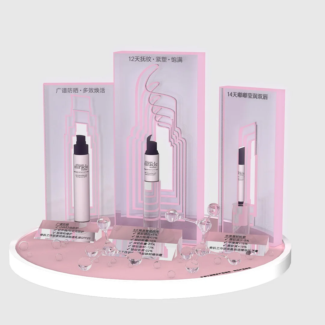 Customized makeup display stands countertop cosmetic product lipstick eyelash display stand