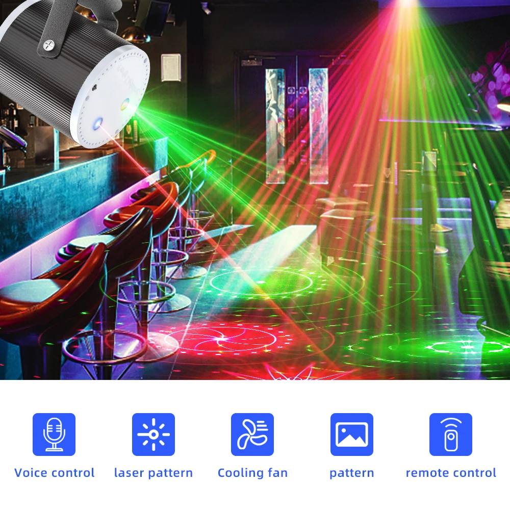 6V Voice control flash laser lights starry Christmas projection lights KTV party Ryder cylinder laser stage spotlights