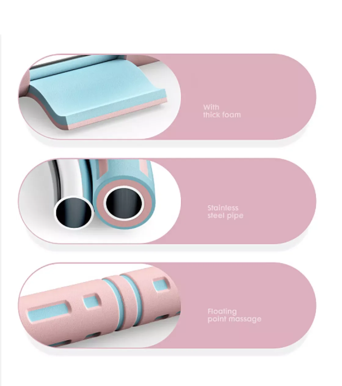 Hot Sale Stainless Steel Two-color Foam Hula Ring Removable Fitness Hoop Ring Circle