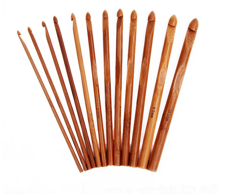 Hot Selling Eco Friendly 12PCS Bamboo Knitting Needles Bamboo Crochet Hook for Hand Knitting