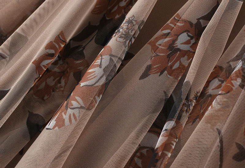 Korean Style Floral Print Spring Long Skirts for Women VD1711 High Waist Black Party Mesh Tulle Skirt jupe