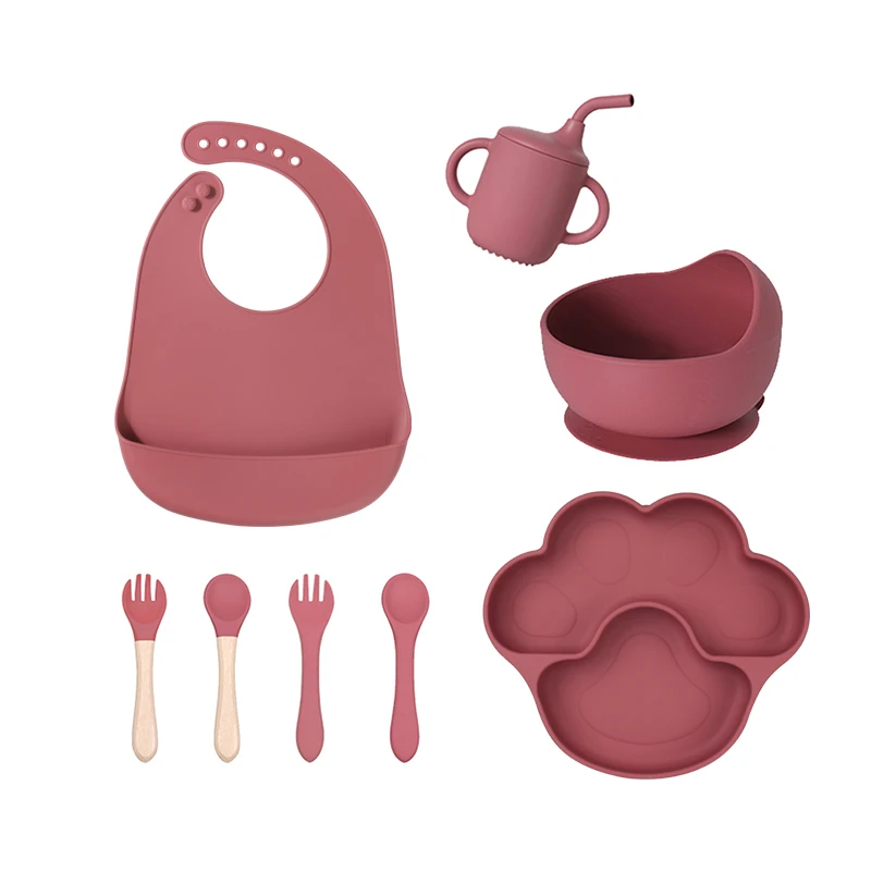 2024 Hot Sale Eco-friendly Non-toxic Strong Bear Suction Bowl Spoon Set Feeding Bib Baby Silicone Bowl And Plate