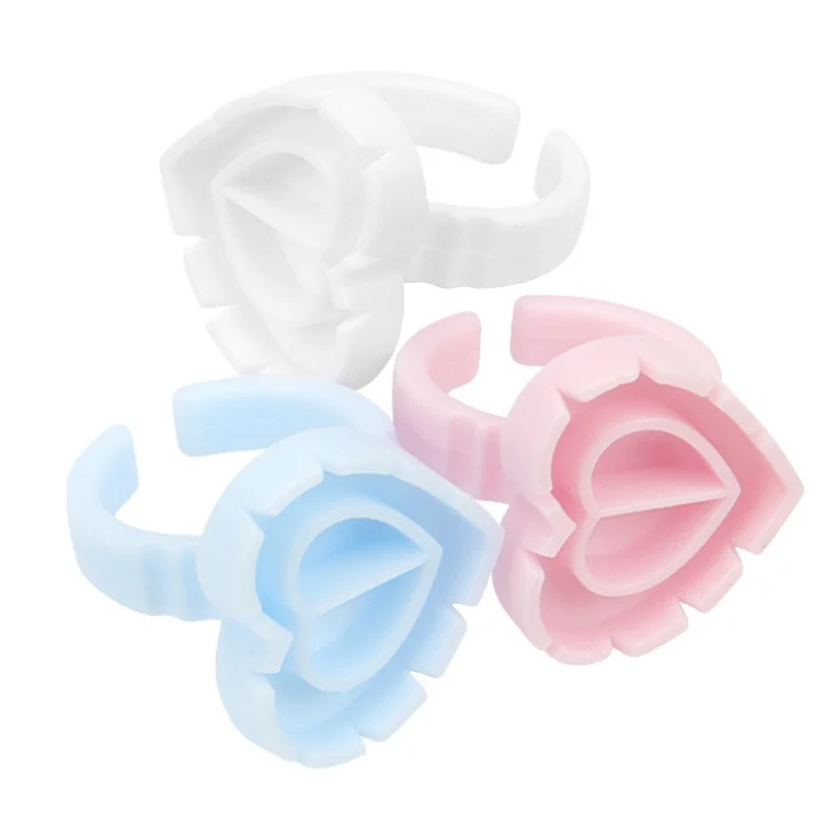 Pink/blue/white Eyelash Glue Cup 100pcs/bag Easy Fan Cup Lash Extensions Ring Blooming Sun Flower Glue Cup