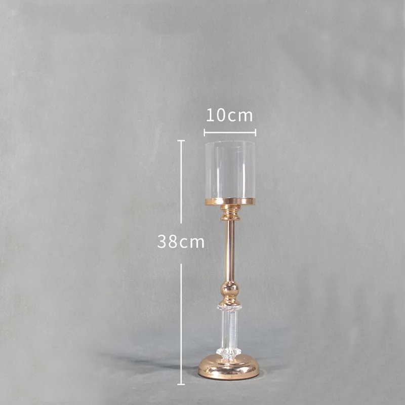 New Product Handmade Glass Iron Candlestick Home Party Wedding Decoration Metal Candle Holder