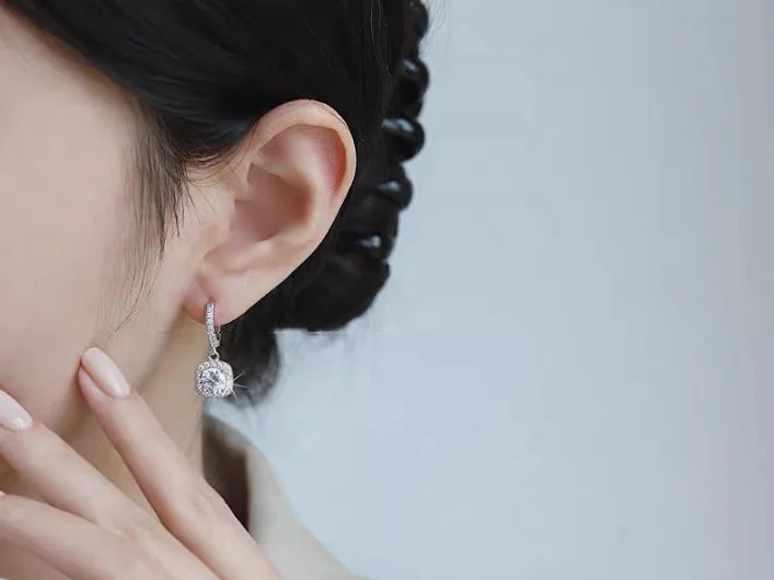 Sense of advance Dainty PT 950 925 Sterling Silver high quality Mosan moissanite  1ct 2ct 3ct diamonds ear earrings jewelry