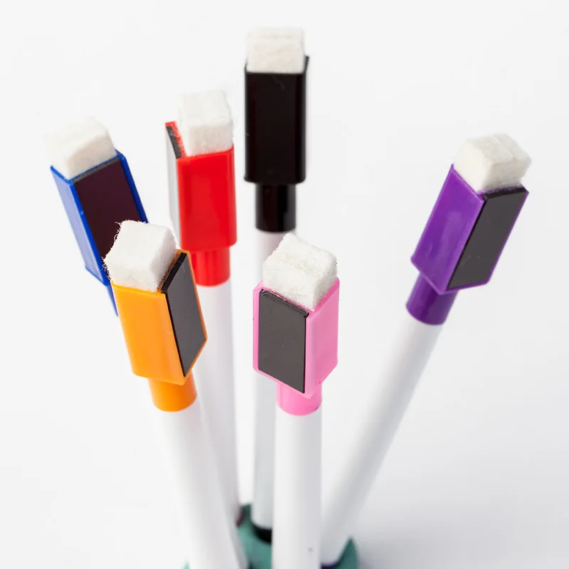 wholesale custom ersable white board marker dry erase whiteboard mini marker pen with magnetic strip and eraser