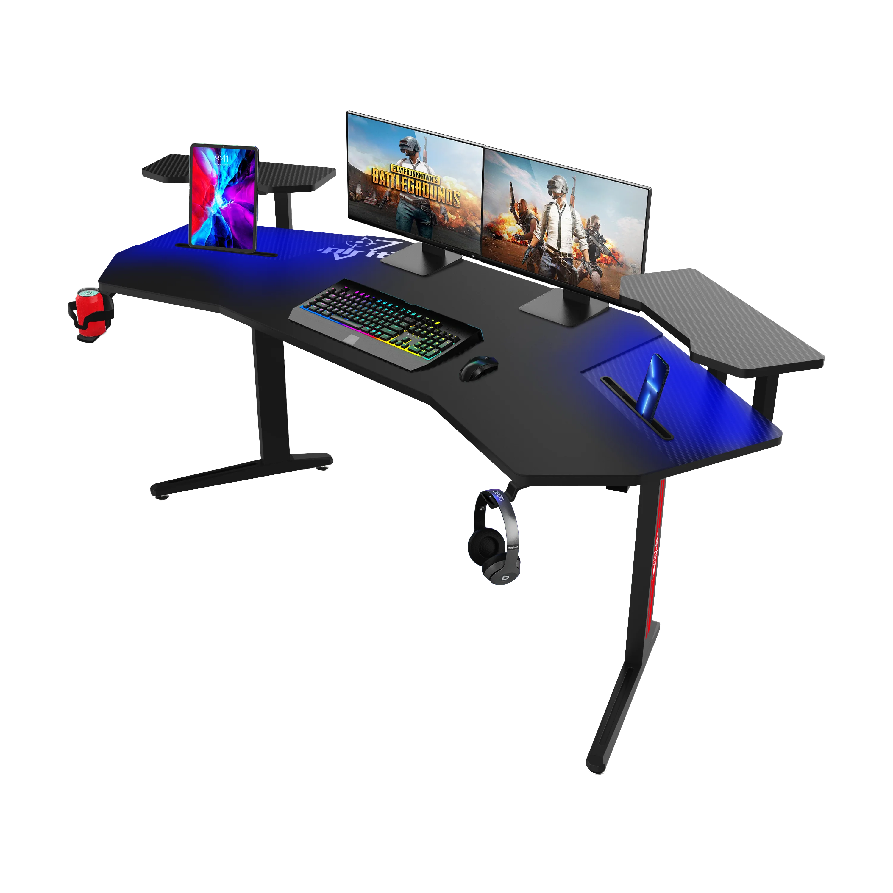 Оптовый современный игровой стол 180 см со светодиодной подсветкой черный игровой коврик для ноутбука для настольного ПК игровой угловой стол с управлением кабелем