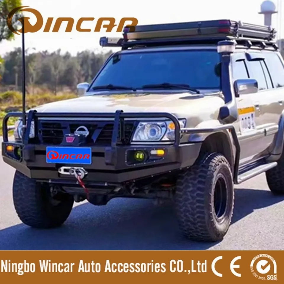 Auto Accessories Heavy Duty Powder Coated Black Steel Bullbar Front Bumper For Patrol Y61 Y62 Y63