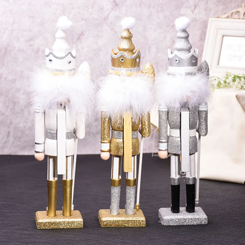 wholesale Christmas decoration wooden nutcracker with glitter Christmas nutcracker soldier
