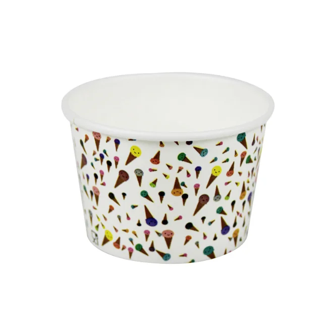 factory-direct sale 4oz 8oz 16oz Disposable icecream cups paper bowl paper cup  with lids for holding ice cream sundaes gelato